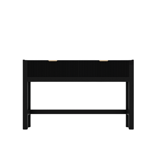 Black Tie Console Table with Brass Handles - Elegant Bedroom Accent