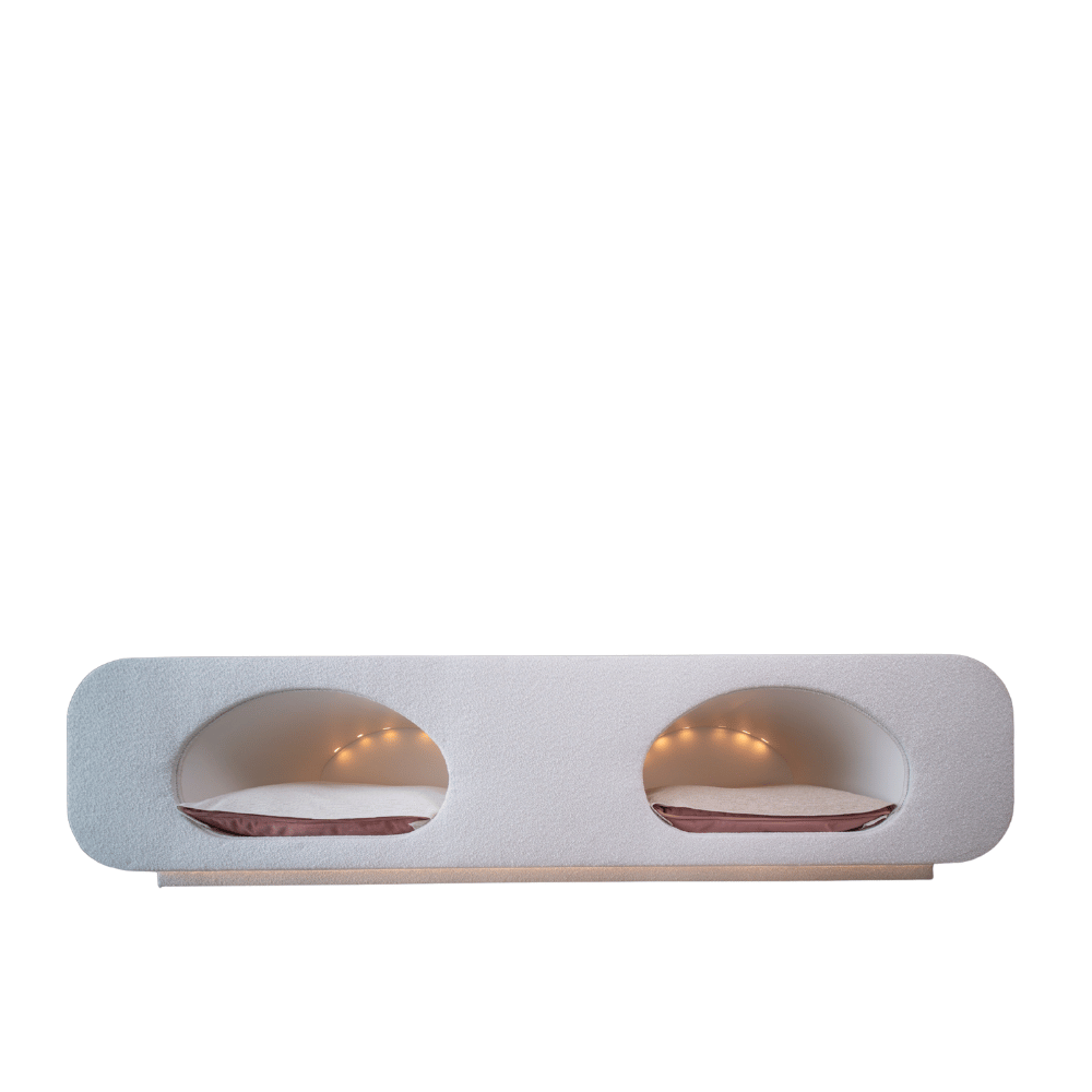 Double Pods Pet Bed - Modern White Boucle Design